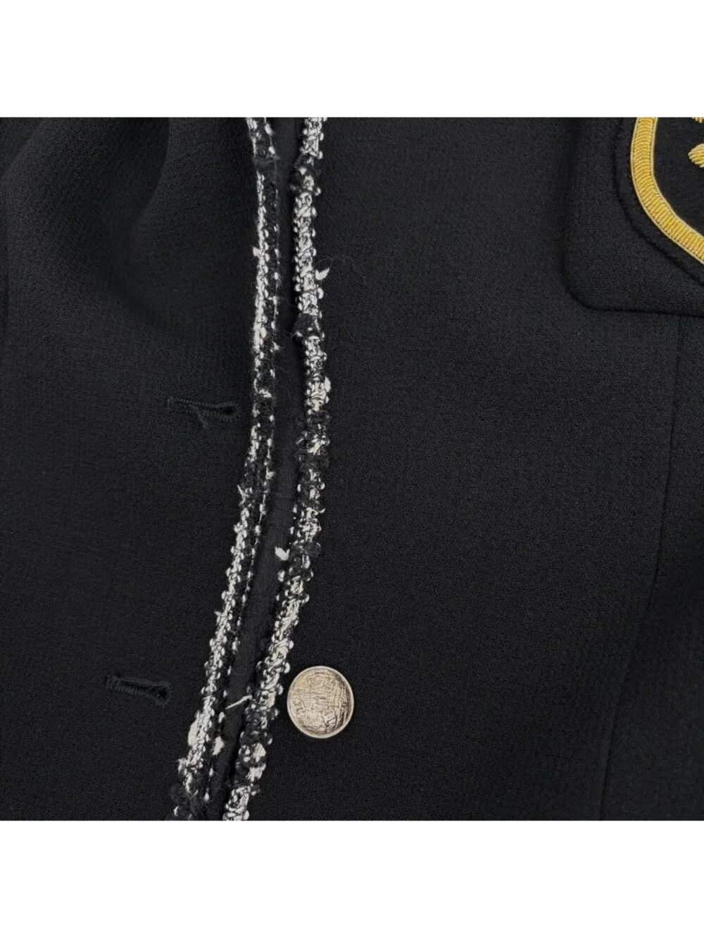 Chanel CC Logo Tailored Jacket Emblem 05c Outer Wool Black